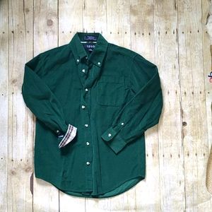 IZOD Boys M Hunter Green Cord Dress Shirt Button
